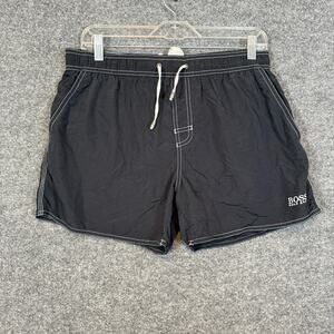 Hugo Boss Swim Trunks Mens Medium Black Board Shorts Y2K Casual
